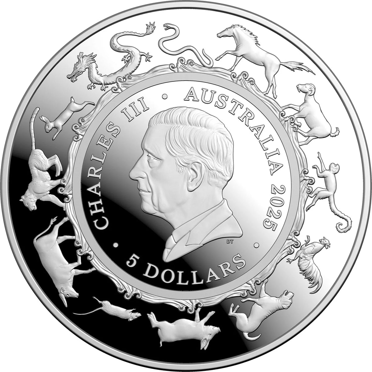 Australia 2025 $5 1 oz LUNAR YEAR of the SNAKE .999  Fine Silver Proof Domed Coin