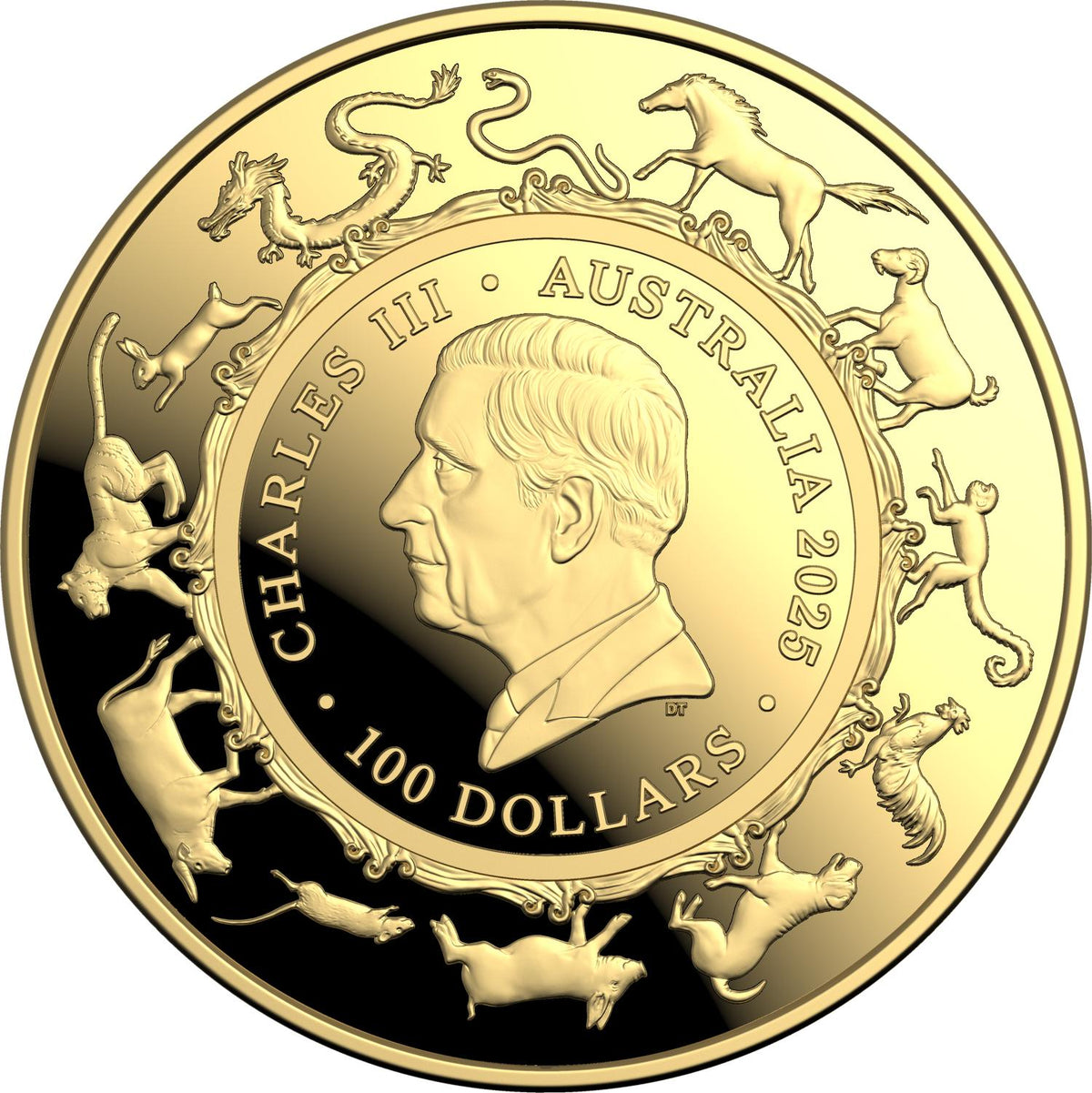Australia 2025 $100 Lunar Snake 1 Oz .9999 Gold Domed Proof Coin Royal Australian Mint