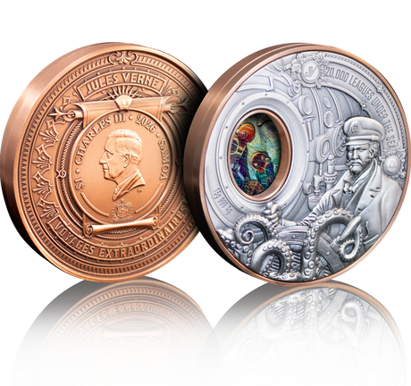 Samoa 2026 $1 20,000 LEAGUES UNDER THE SEA High Relief Rotating 15 grams .999 Silver & Copper Bimetal Antique