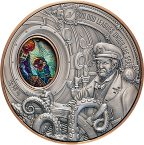 Samoa 2026 $1 20,000 LEAGUES UNDER THE SEA High Relief Rotating 15 grams .999 Silver & Copper Bimetal Antique Reverse