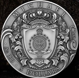 Niue 2024 $5 MICHAEL 2oz .999 High Relief Gilded Antiqued Silver Coin