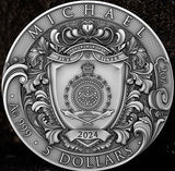 Niue 2024 $5 MICHAEL 2oz .999 High Relief Gilded Antiqued Silver Coin