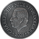 Niue 2025 $5 CLEOPATRA 2 Oz .999 Selectively Gold Plated Antique Silver Coin