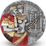 Cameroon 2024 2000 Francs CAESAR & CLEOPATRA - The Power of Love - with Ruby Insert 2oz .999 Silver