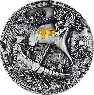Argo Ship - Argonauts 2 oz .999 High Relief Silver 5$ Niue 2024