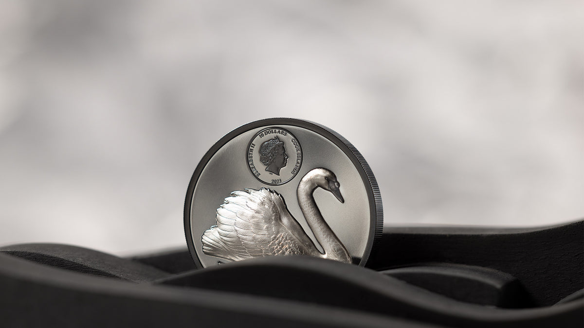 Cook Islands 2023  $10 Black Swan 2oz Silver High Relief Coin  CIT Smartminting®