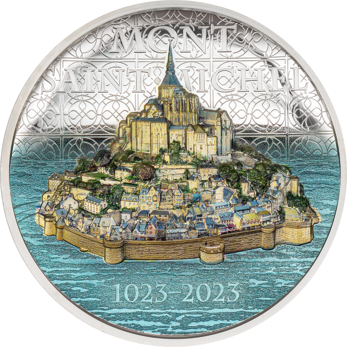 Cook Islands 2023 $25 Mont-Saint-Michel 5oz .999 Silver Coin CIT Smartminting®