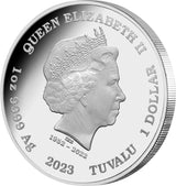 Tuvalu 2023 $1 Deadly & Dangerous  Tiger Shark 1oz .9999 Silver Proof Coin Perth Mint