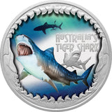 Tuvalu 2023 $1 Deadly & Dangerous  Tiger Shark 1oz .9999 Silver Proof Coin Perth Mint