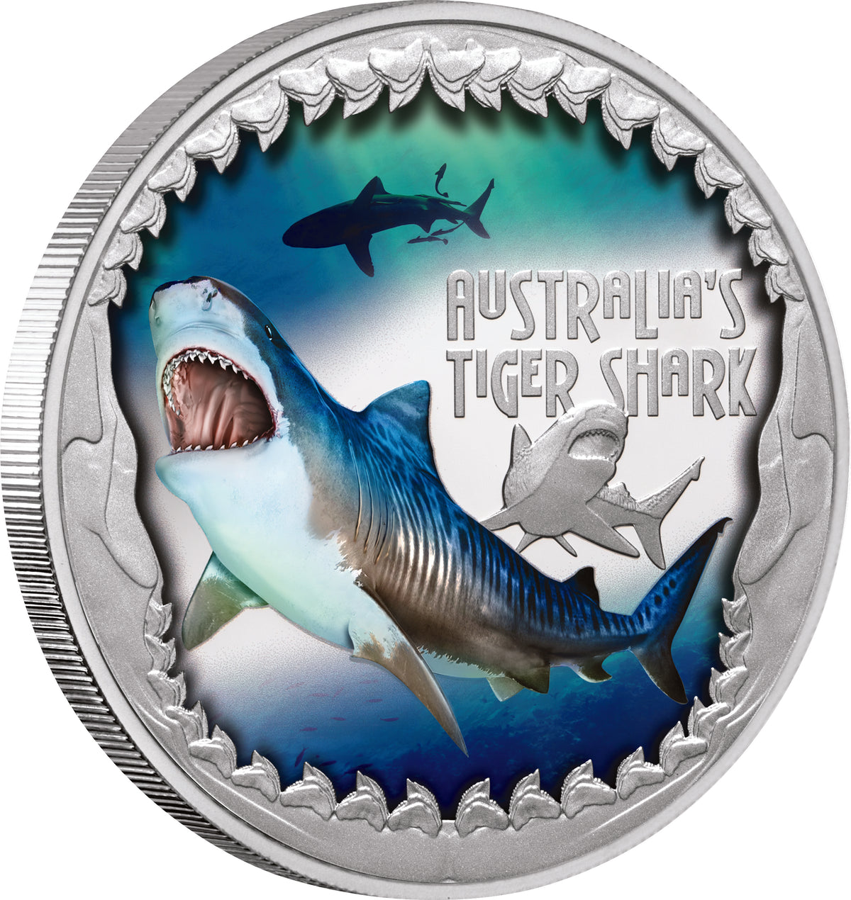 Tuvalu 2023 $1 Deadly & Dangerous  Tiger Shark 1oz .9999 Silver Proof Coin Perth Mint