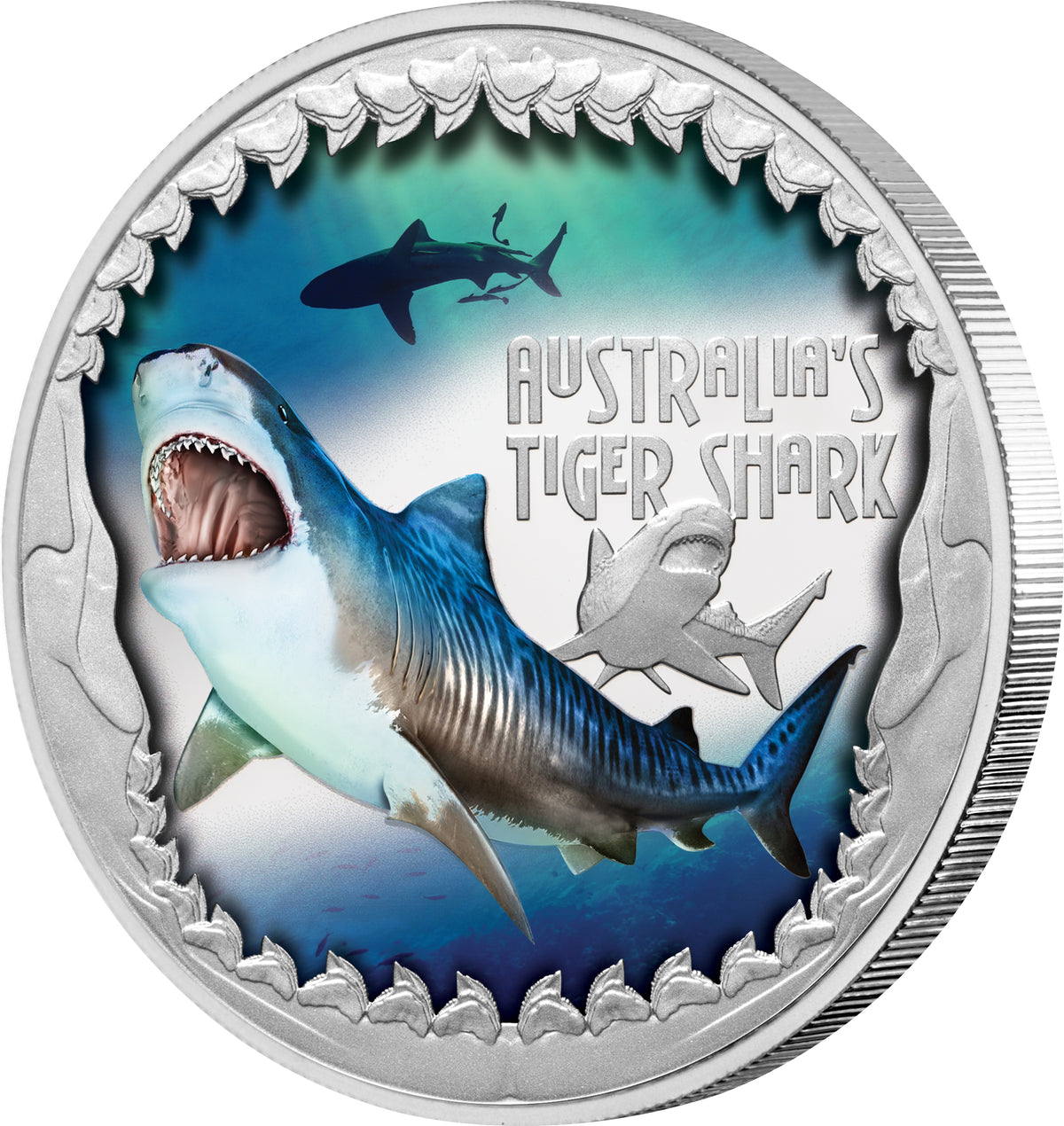 Tuvalu 2023 $1 Deadly & Dangerous  Tiger Shark 1oz .9999 Silver Proof Coin Perth Mint