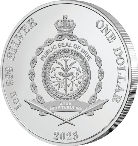 Niue 2023 $1 Azure Kingfisher 1oz .999 Silver Proof Coin Certificate # 999