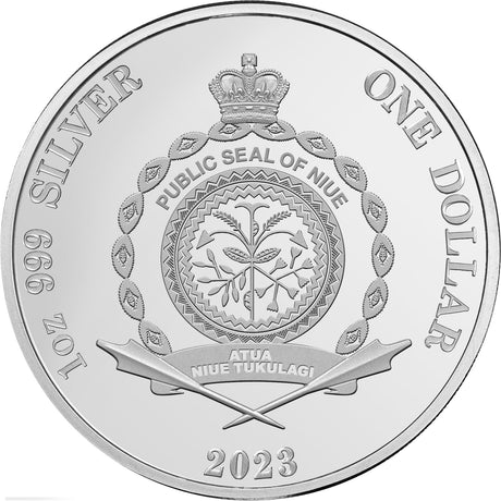 Niue 2023 $1 Azure Kingfisher 1oz .999 Silver Proof Coin Certificate # 999