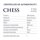 Niue 2023 $1 Chess King 1oz .999 Silver Black Proof Coin