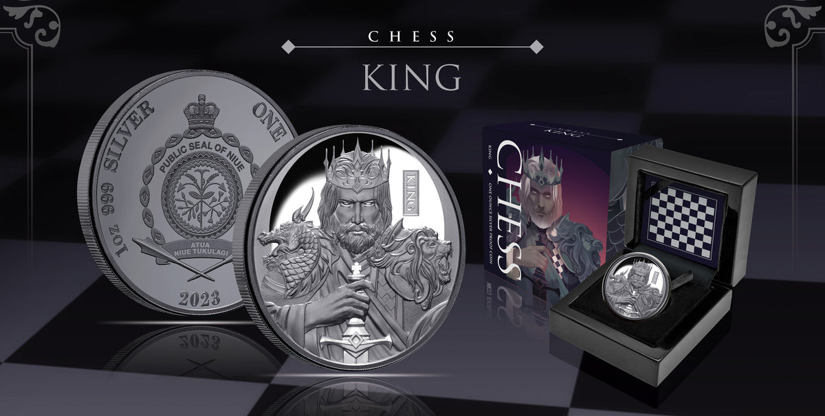 Niue 2023 $1 Chess King 1oz .999 Silver Black Proof Coin