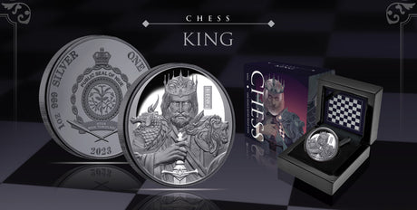 Niue 2023 $1 Chess King 1oz .999 Silver Black Proof Coin