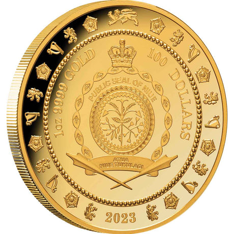 Niue 2023 $100 King Charles III Coronation 1oz .9999 Gold Proof with Diamond Low Mint 150
