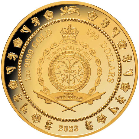 Niue 2023 $100 King Charles III Coronation 1oz .9999 Gold Proof with Diamond Low Mint 150
