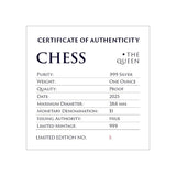 Niue 2025 $1 Chess Queen  1oz .999 Silver Black Proof Coin