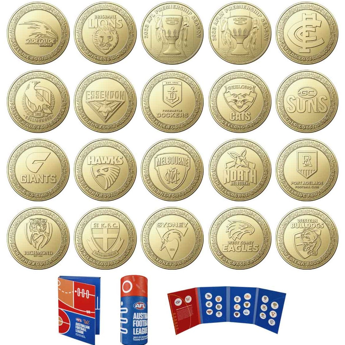 Australia 2023 $1 AFL Collectable Coins Set of 20 x AFL $1 Coins IN FOLDER