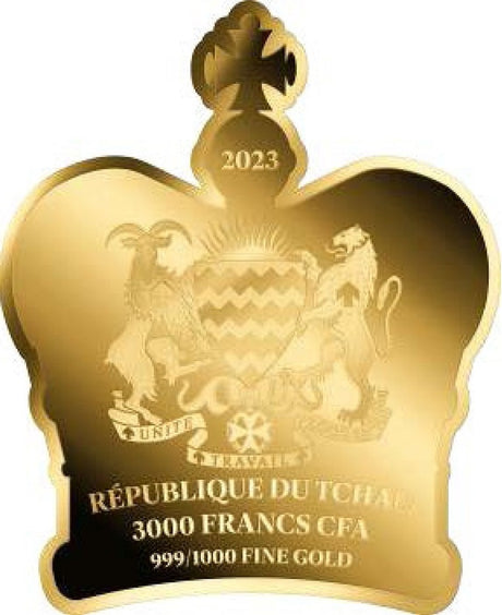 Republic of Tchad 2023 3000 Francs CFA  King Charles III The New Monarch 1/1000oz .999  Gold Coin in Card