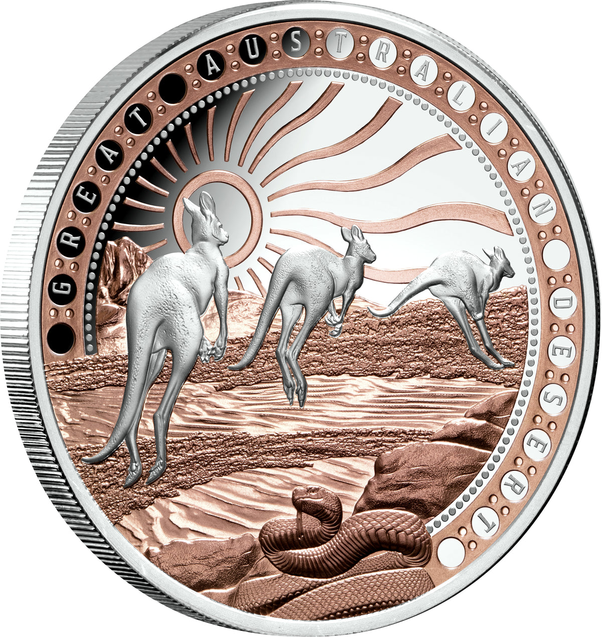 Niue 2023 $1 Great Australian Desert Rose Gold Plated 1oz .999 Silver Proof Coin
