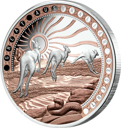 Niue 2023 $1 Great Australian Desert Rose Gold Plated 1oz .999 Silver Proof Coin