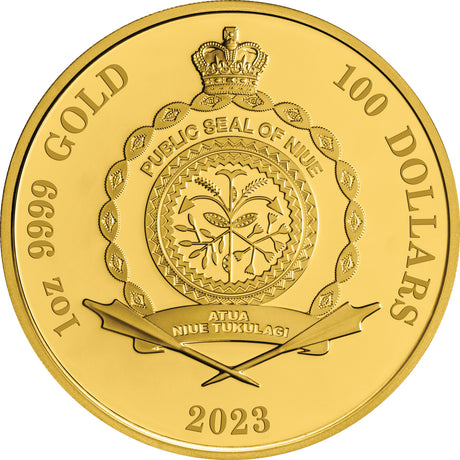 Niue 2023 $100 Great Australian Desert 1oz .9999 Gold Platinum Plated Proof Coin