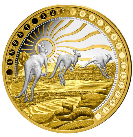 Niue 2023 $100 Great Australian Desert 1oz .9999 Gold Platinum Plated Proof Coin