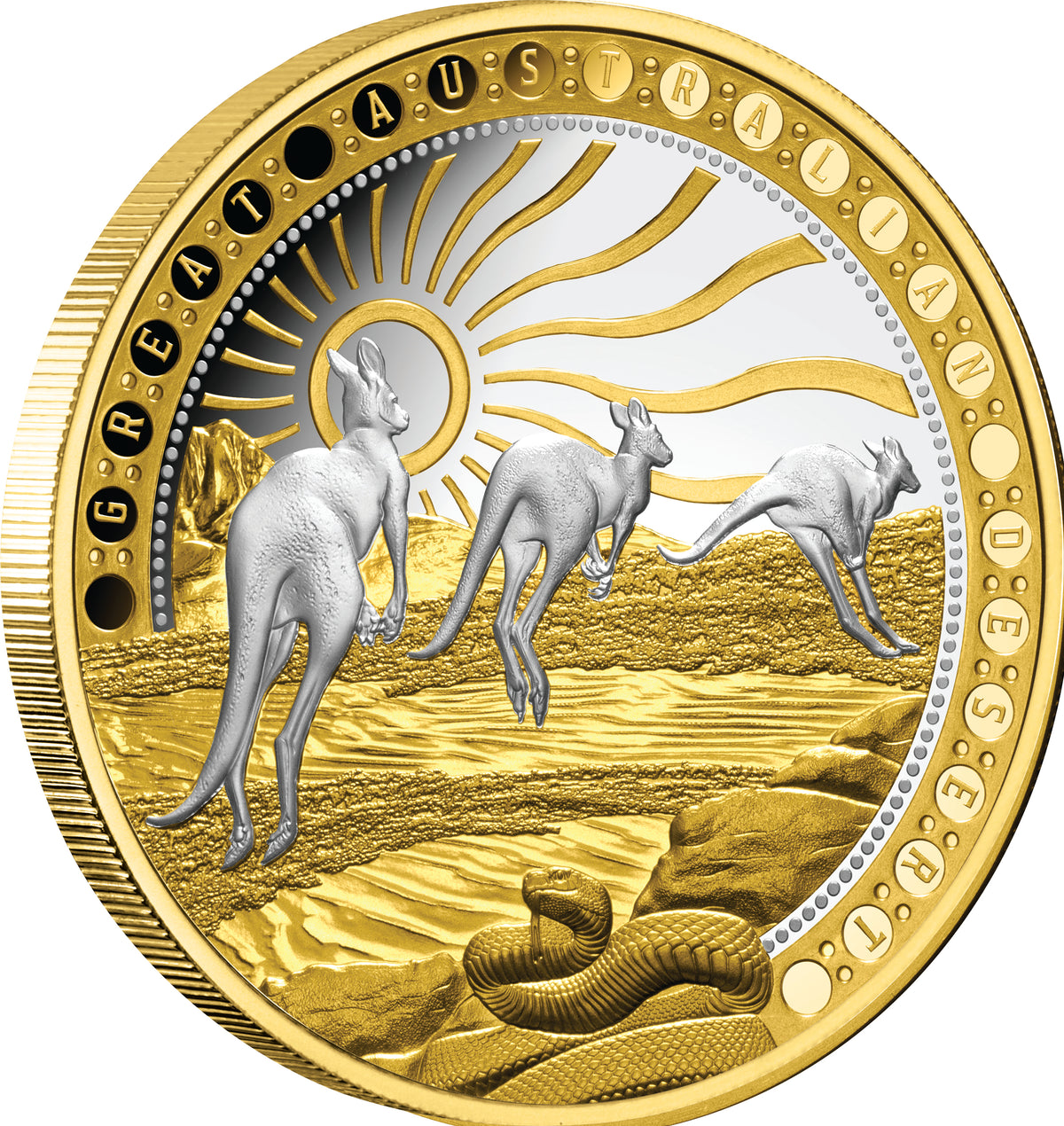 Niue 2023 $100 Great Australian Desert 1oz .9999 Gold Platinum Plated Proof Coin