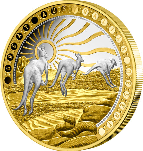 Niue 2023 $100 Great Australian Desert 1oz .9999 Gold Platinum Plated Proof Coin