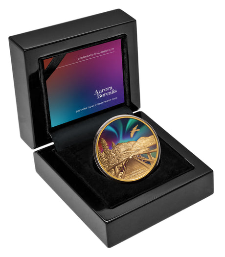 Tuvalu 2023 $100 Aurora Borealis 1oz Colour .9999 Gold Proof Perth Mint