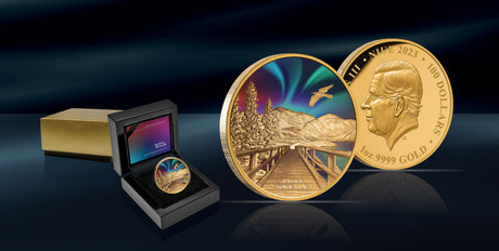 Tuvalu 2023 $100 Aurora Borealis 1oz Colour .9999 Gold Proof Perth Mint