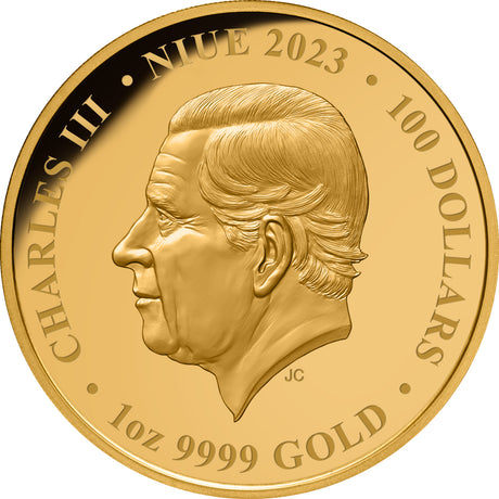Tuvalu 2023 $100 Aurora Borealis 1oz Colour .9999 Gold Proof Perth Mint