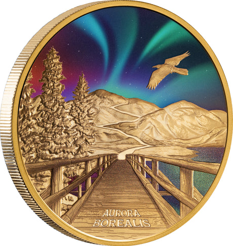 Tuvalu 2023 $100 Aurora Borealis 1oz Colour .9999 Gold Proof Perth Mint