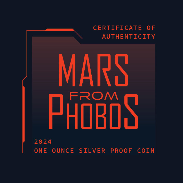 Niue 2024 $ 1Mars from Phobos 1oz .999 Coloured Silver Proof Coin Certificate of Authenticity