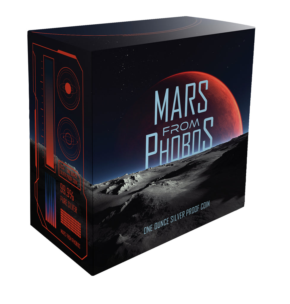 Niue 2024 $ 1Mars from Phobos 1oz .999 Coloured Silver Proof Coin Shipper Box Left