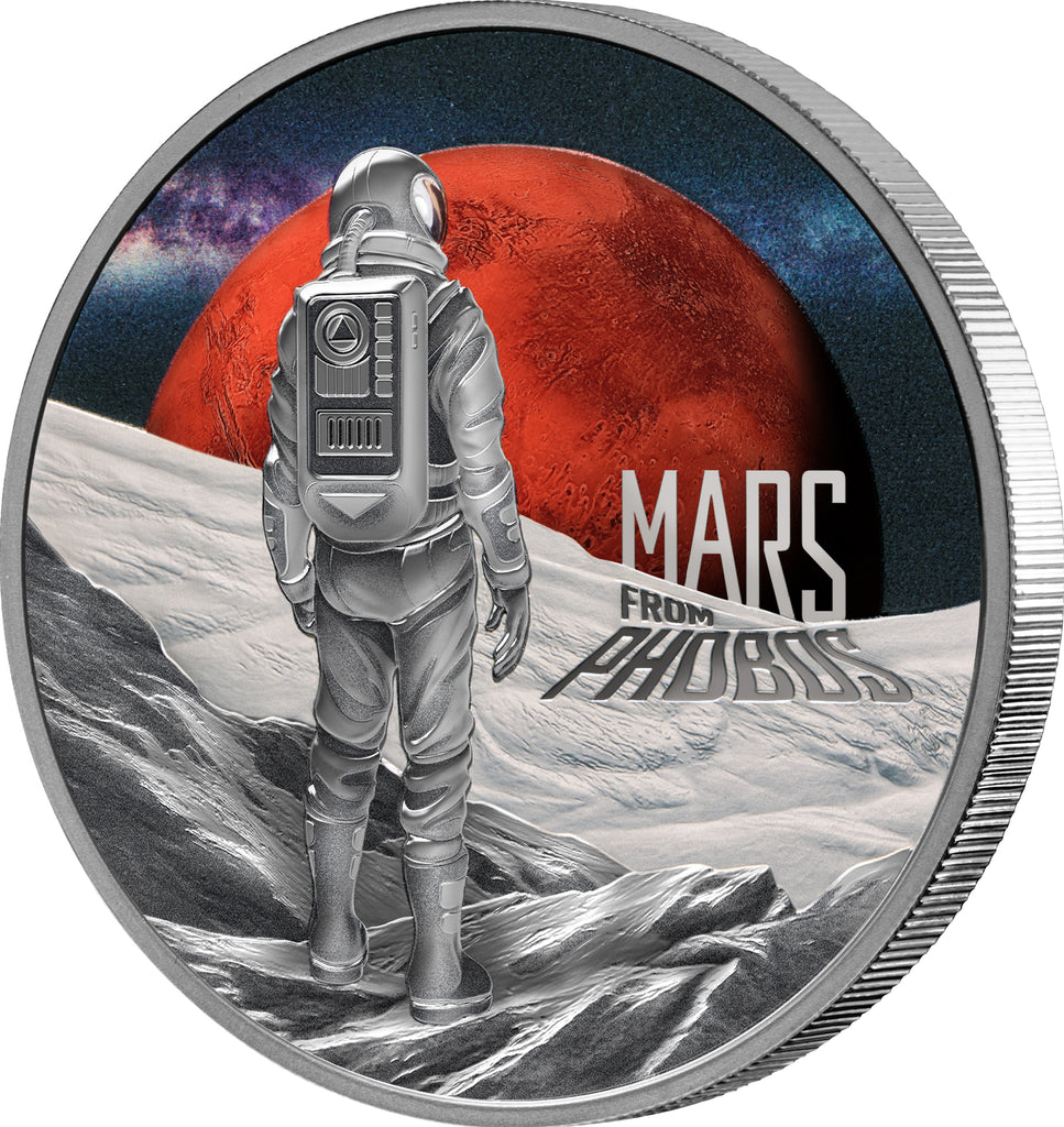 Niue 2024 $ 1Mars from Phobos 1oz .999 Coloured Silver Proof Coin Reverse and Rim