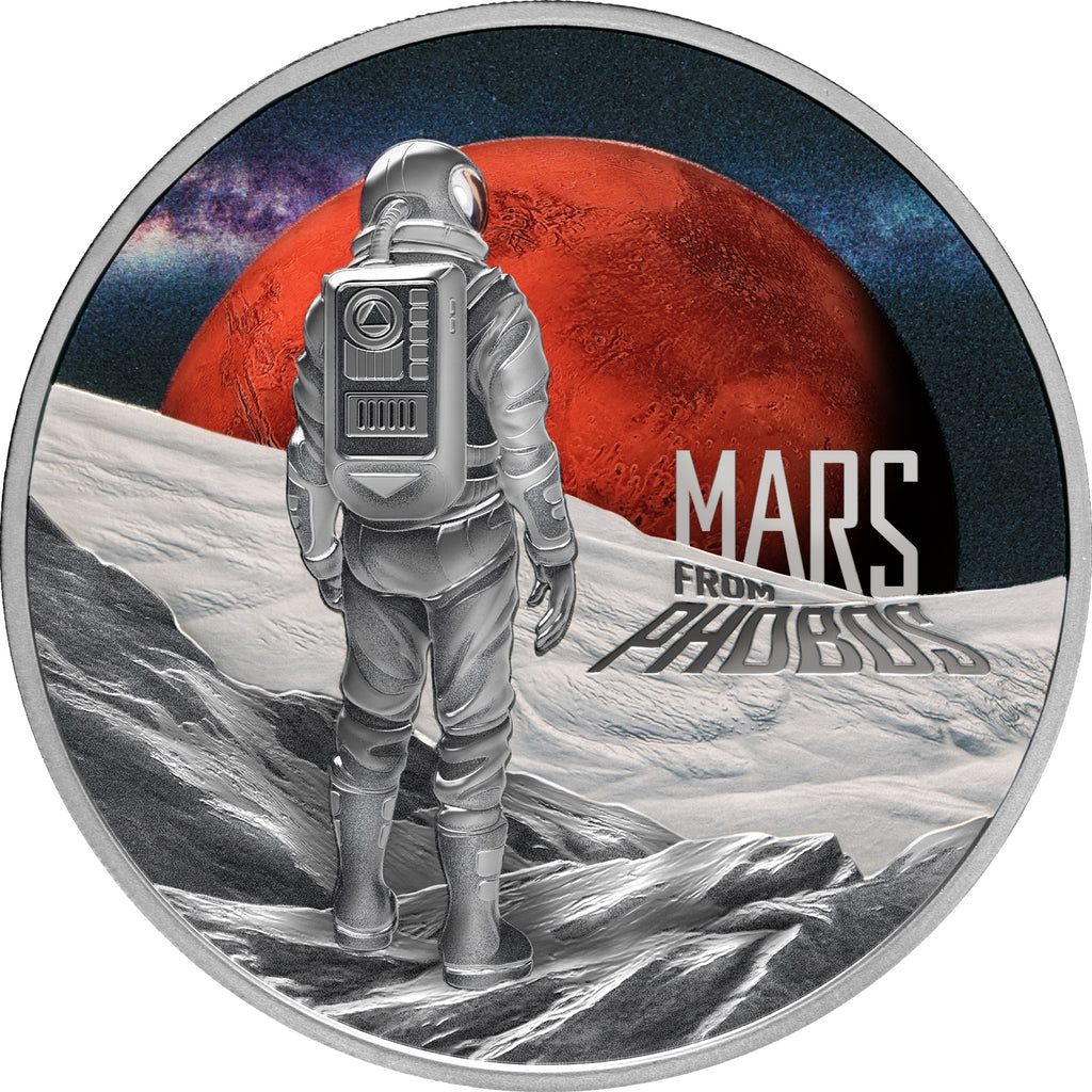Niue 2024 $ 1Mars from Phobos 1oz .999 Coloured Silver Proof Coin Reverse
