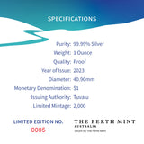 Tuvalu 2023 $1 Aurora Borealis 1oz Colour .9999 Silver Proof Perth Mint