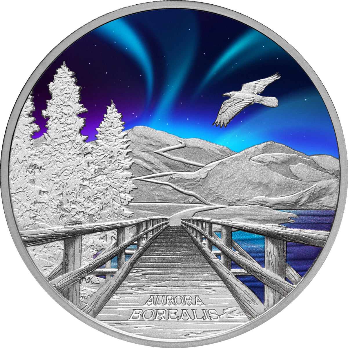 Tuvalu 2023 $1 Aurora Borealis 1oz Colour .9999 Silver Proof Perth Mint