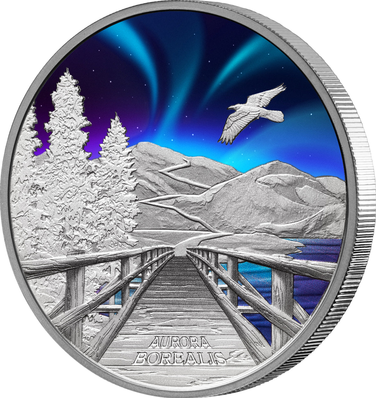 Tuvalu 2023 $1 Aurora Borealis 1oz Colour .9999 Silver Proof Perth Mint