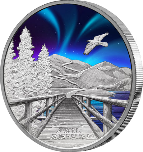 Tuvalu 2023 $1 Aurora Borealis 1oz Colour .9999 Silver Proof Perth Mint