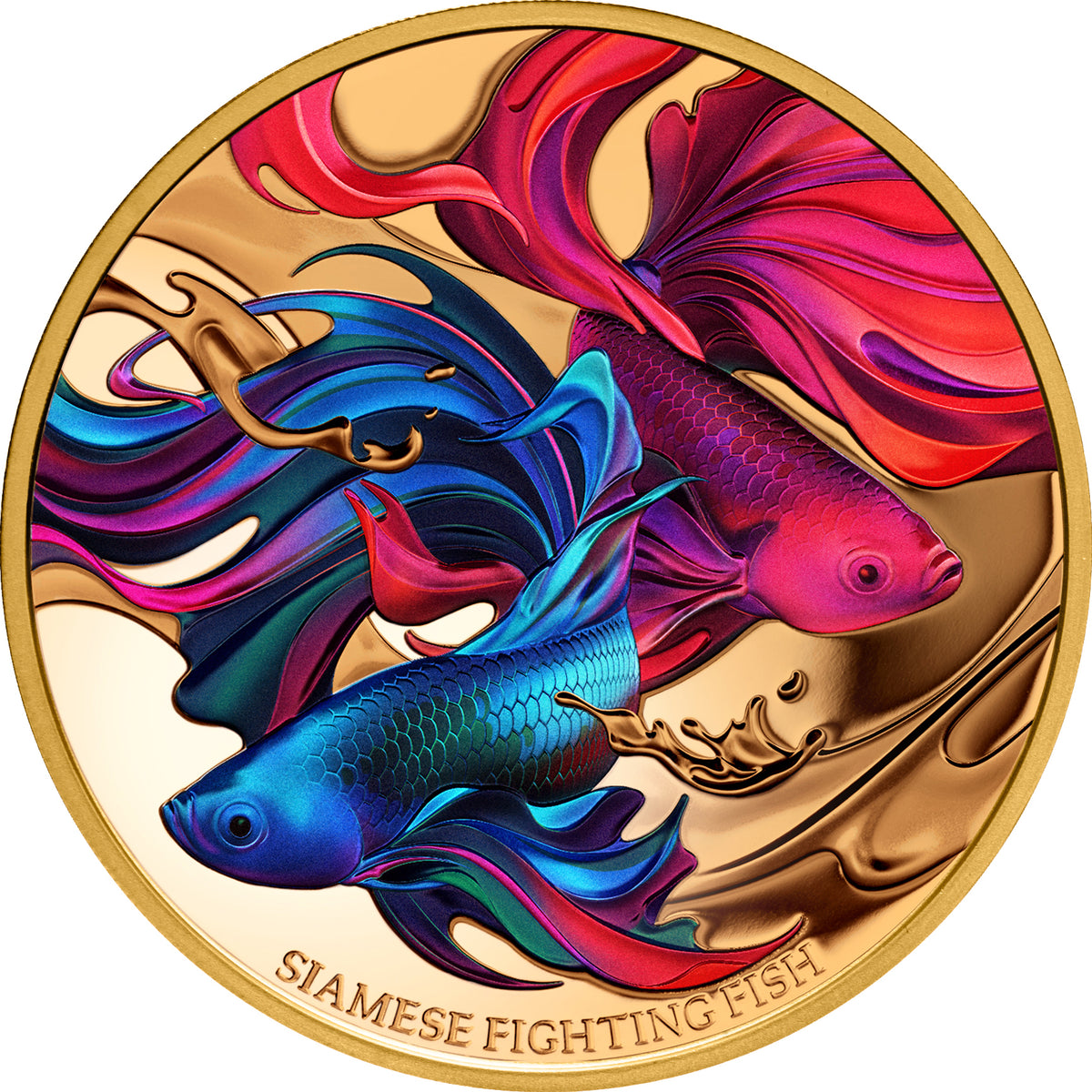 Niue 2024 $100 Siamese Fighting Fish Gold 1oz .9999 Coloured Proof Coin