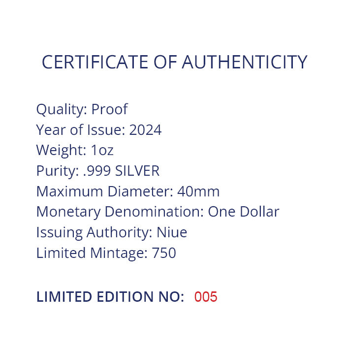 Niue 2024 $1 Black Swan 1oz 999 Silver Proof Coin