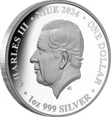 Niue 2024 $1 Black Swan 1oz 999 Silver Proof Coin
