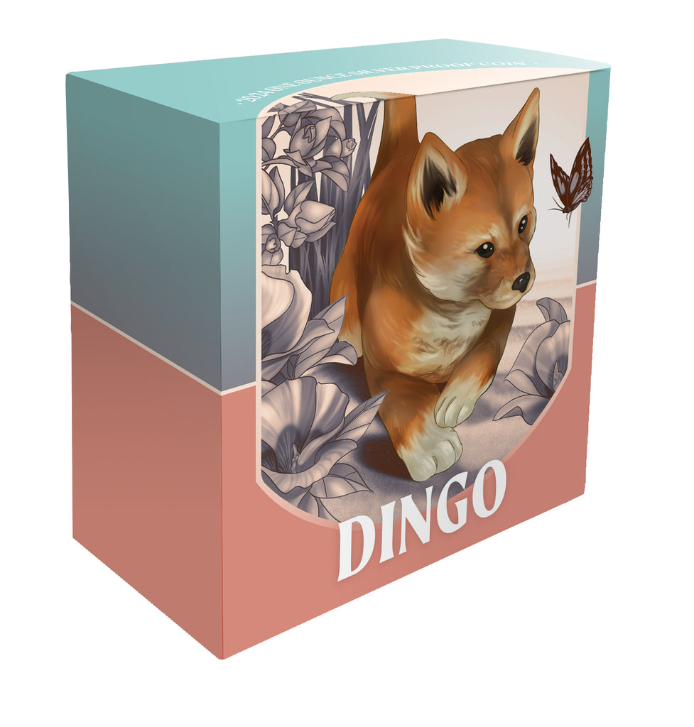 Niue 2024 $1 Baby Dingo 1oz Silver Proof Coin Shipper Box Left