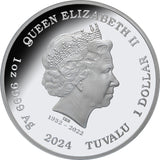 Tuvalu 2024 $1 Blue Bottle Deadly & Dangerous 1oz .9999 Silver Proof