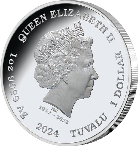 Tuvalu 2024 $1 Blue Bottle Deadly & Dangerous 1oz .9999 Silver Proof