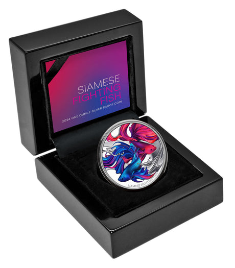 Niue 2024 $1 Siamese Fighting Fish 1oz .999 Silver Proof Coin